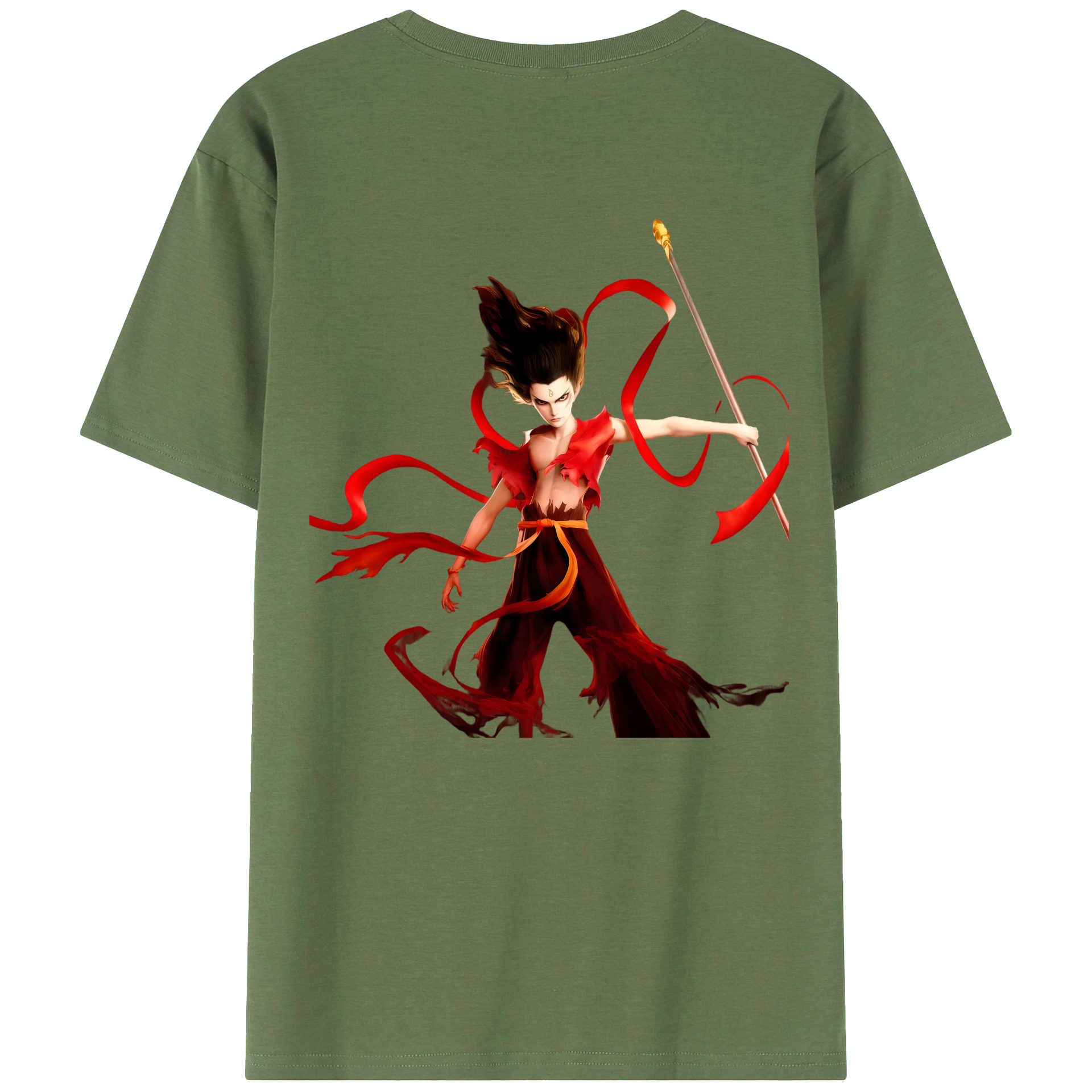 （画像用） Ne Zha 2 ナタ 魔童の大暴れ 綿100％ メンズ半袖Tシャツ（バックプリント） 通気性